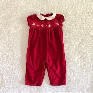Maroon red cute vintage style 6-12m baby outfit